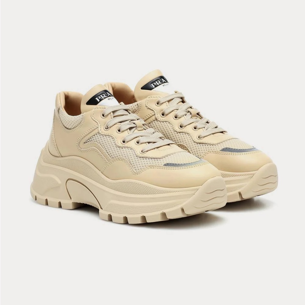 Prada Cream-Tone Chunky Platform Sneakers